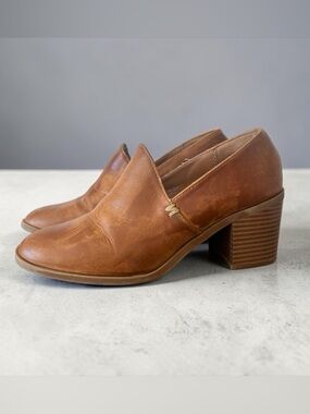 Style & Co. Tan Brown Leather Block Heel Mules
